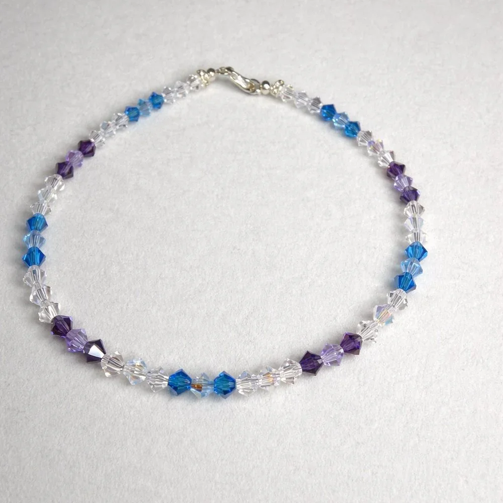 Purple & Blue Ombre Crystal Bracelet – Handmade - Picture 3 of 4